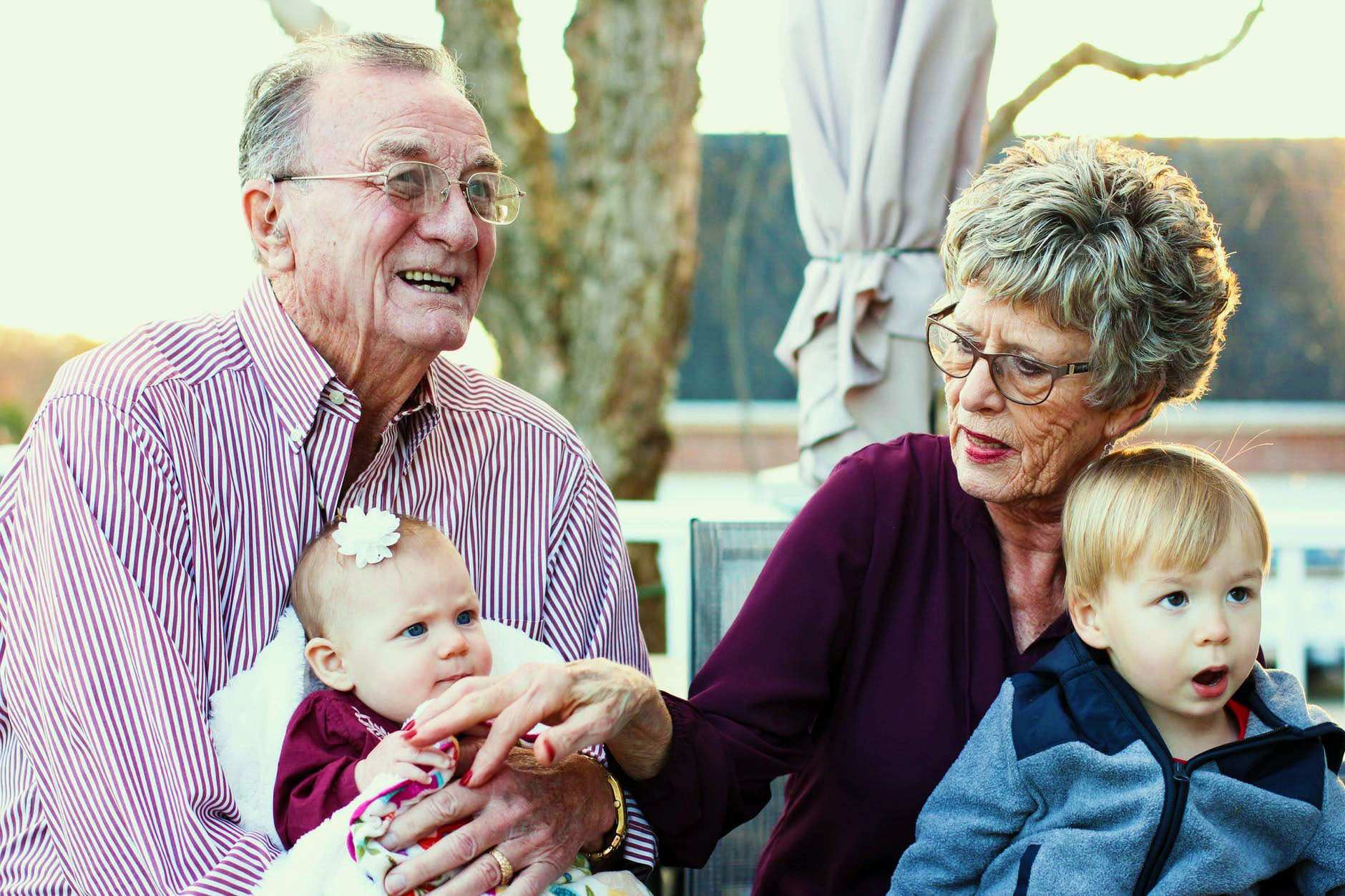 Grandpa and Grandma taking care of their grandchildren